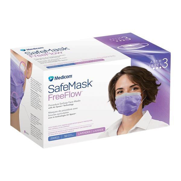 Safe+Mask Masque Bande auriculaire ASTM niveau 3 Lavande 50/boîte