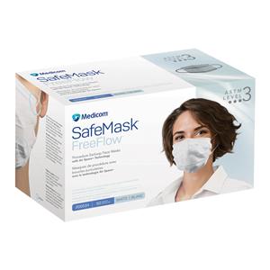 SafeMask FreeFlow Earloop Face Mask ASTM Level 3 White 50/Bx, 10 BX/CA