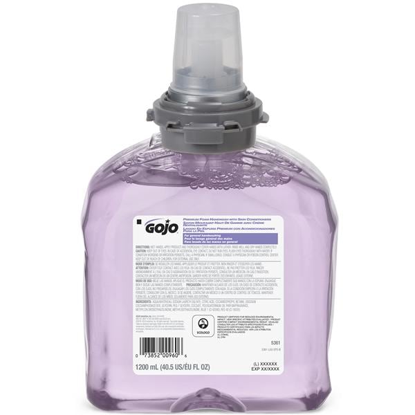 GOJO Premium Foaming Handwash 1200 mL Dspnsr Rfl w/ Skn Cndtrs TFX 5361-02 2/Pk