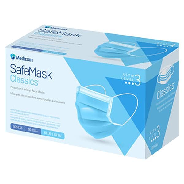 Safemask Classic Masque ASTM niveau 3 Bleu 50/boîte, 10 BX/CA