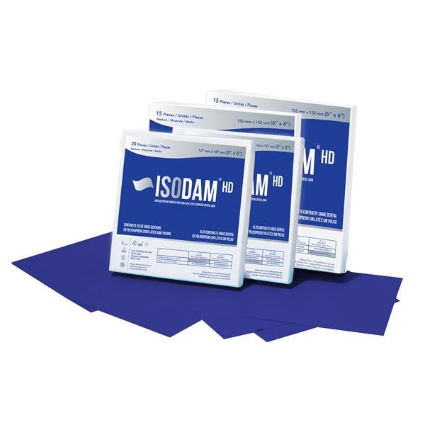 Isodam HD Latex-Free Rubber Dam 6 in x 6 in Heavy Gauge Blue 15/Bx