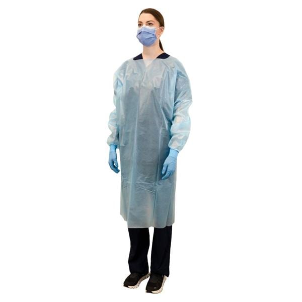 Cover Gown Not Rated Poly-Coated Universal Blue 10/Bg