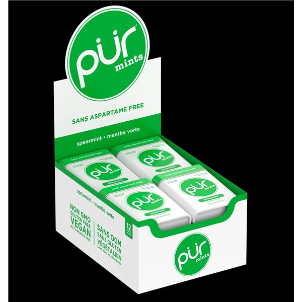 PUR Xylitol Sweetened Mints Spearmint 12/Bx