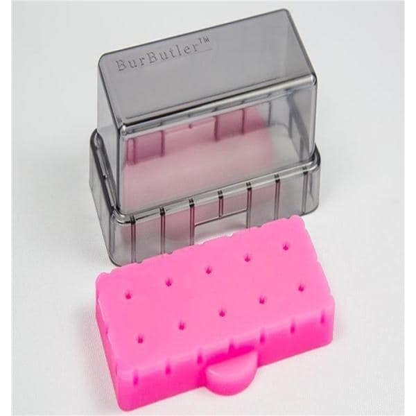 BurButler Bur Holder 10 Hole Pink low lid Ea