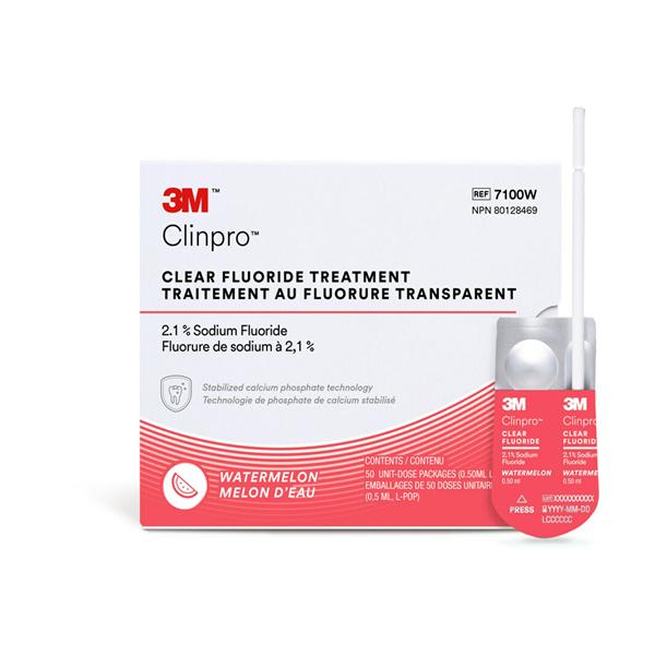 3M Clinpro Clear Fluoride Treatment UD 2.1% Sodium Fluoride 0.5 mL Wtrmln 50/Pk