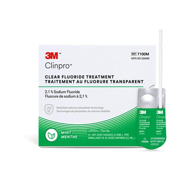 3M Clinpro Clear Fluoride Treatment UD 2.1% Sodium Fluoride 0.5 mL Mint 50/Pk