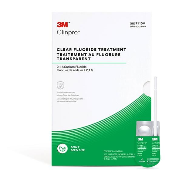 3M Clinpro Clear Fluoride Treatment UD 2.1% Sodium Fluoride .5mL Mnt Clr 100/Pkg