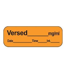 Anesthesia Label Versed mg/ml Orange Paper 1-1/2x1/2" 1" Core Rl