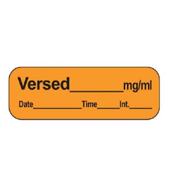 Anesthesia Label Versed mg/ml Orange Paper 1-1/2x1/2" 1" Core Rl