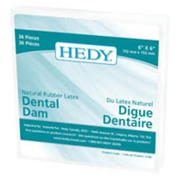 Hedy Dental Dam Latex Rubber Dam 5 in x 5 in Medium Gauge 52/Bx