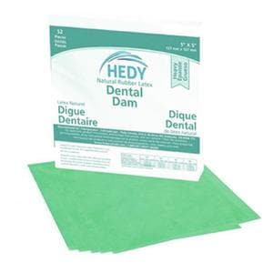 Hedy Dental Dam Latex Rubber Dam 5 in x 5 in Heavy Gauge 52/Bx