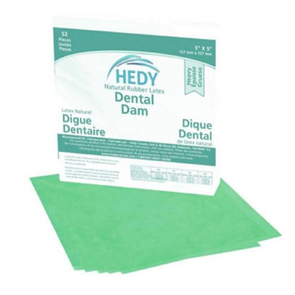 Hedy Dental Dam Latex Rubber Dam 5 in x 5 in Heavy Gauge 52/Bx