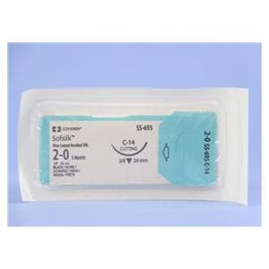 Sofsilk Suture 2-0 18" Silk Braid C-14 Black 36/Bx