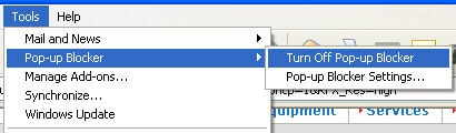 Internet Explorer Pop-up Blocker Settings